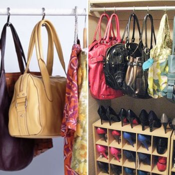 Use Shower Curtain Hooks to Organize the Purses