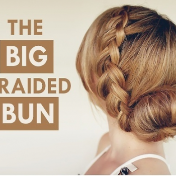 big braided bun, elegant hairstyle