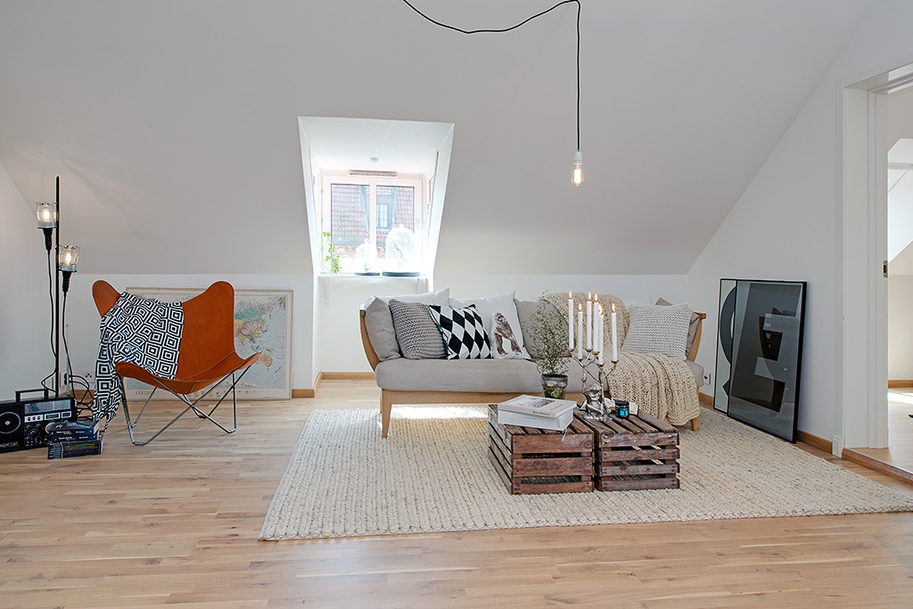 Attic Apartment With Swedish Elegance And Minimalism Alldaychic - Attic Apartment Decorating Ideas