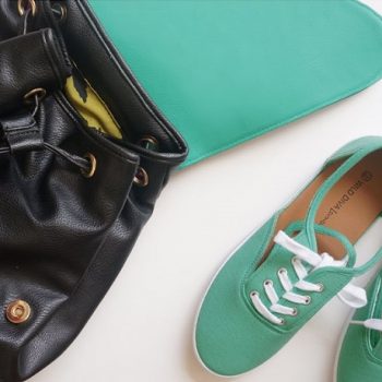 Cut out shoes and color block backpack