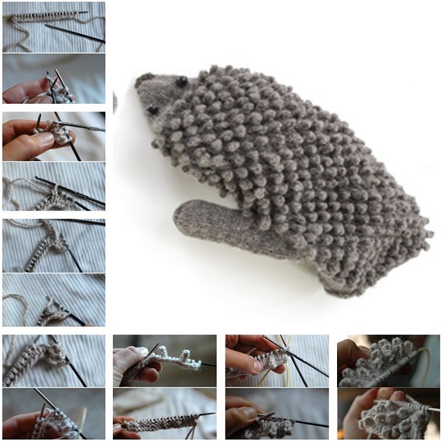 Children's Hedgehog Mittens  Knitting Pattern