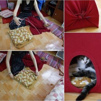 Reuse Old T-shirts to Make Cat Tents – DIY