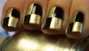 Black and Gold Chess Nails Tutorial