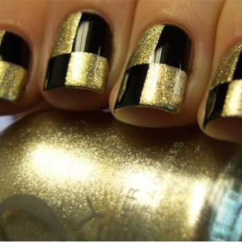 Black and Gold Chess Nails Tutorial