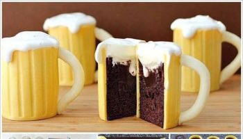 Beer Mug Cupcakes with Whiskey Cream Filling