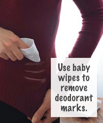 Use baby wipes to remove deodorant stains