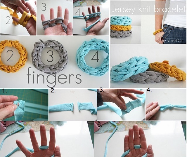 Jersey Finger Knitted Bracelets - DIY - AllDayChic