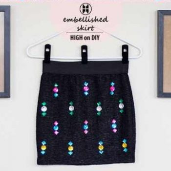 Refashion Old Black Skirt with Gems – DIY