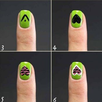 Beautiful Heart and Zebra Nail Art – DIY
