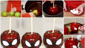 DIY Spiderman Candy Apples