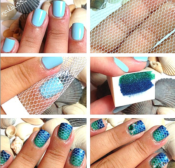How to Make Gradient Mermaid Nails - DIY Nail Art - AllDayChic