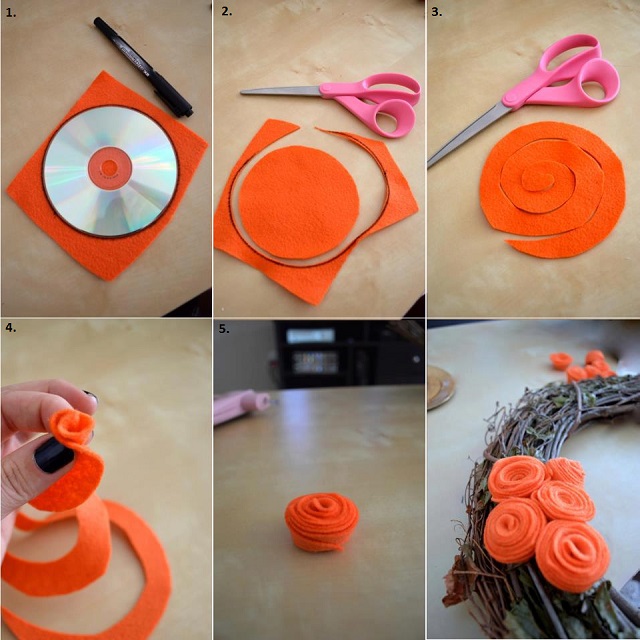 Diy Flower Wreath Alldaychic - Handmade Craft Ideas For Home Decoration Step By