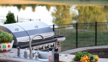 Preparing a healthy meal in an outdoor kitchen