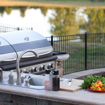 Preparing a healthy meal in an outdoor kitchen